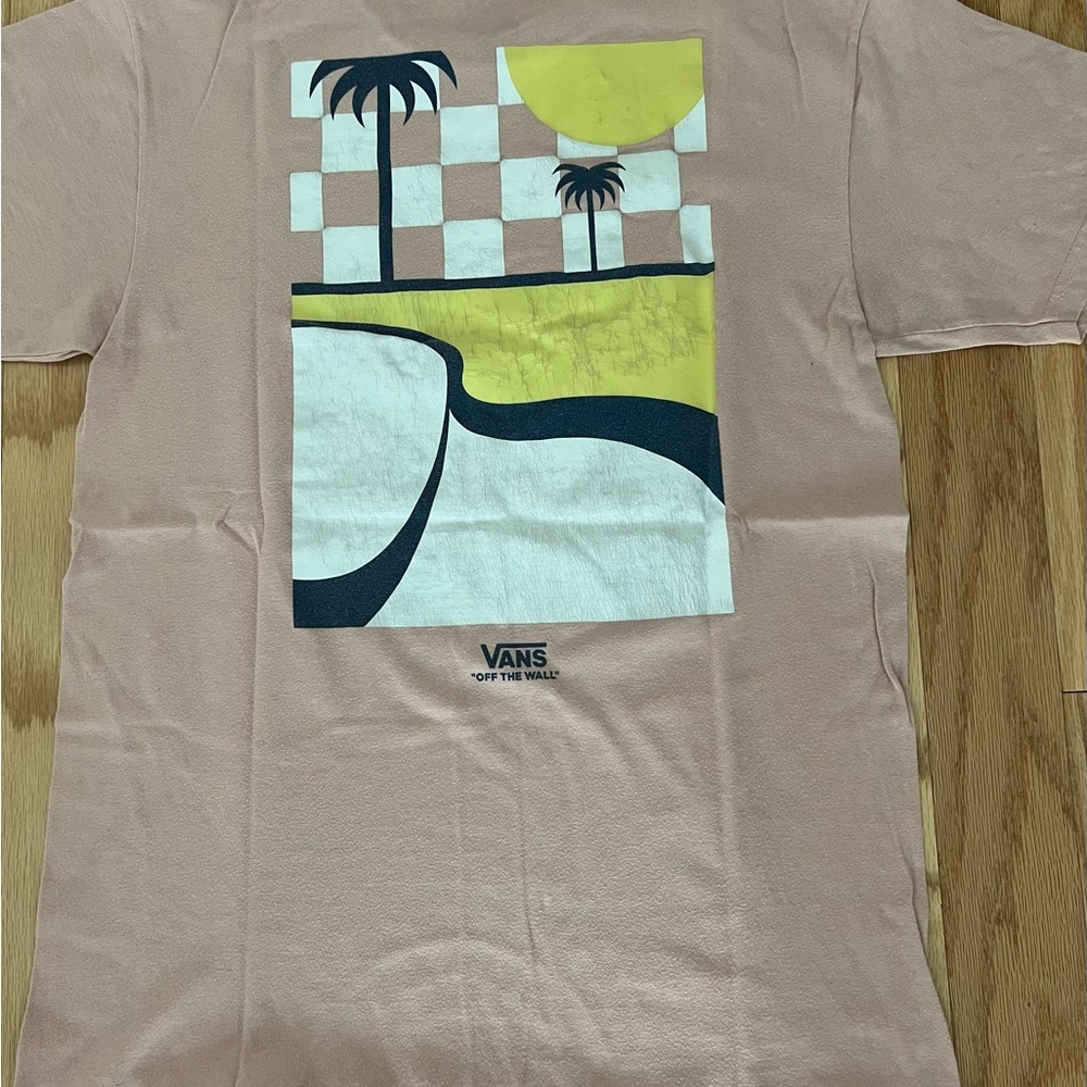 Vans Dusty Pink Short Sleeve Tee with White Checker Logo - Picture 3 of 4